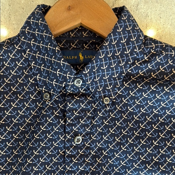 Ralph Lauren Blue Casual Button Down Shirt with Geometric Pattern - Picture 8 of 8